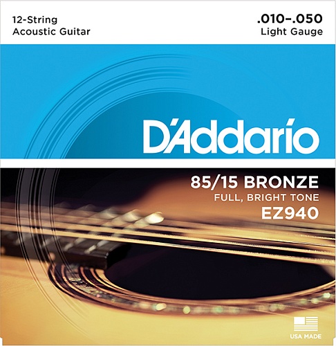 D'Addario EZ940 AMERICAN BRONZE 85/15   12-   Light 10-47 D`Addario